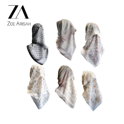 Tudung Bawal ZOE ARISAH Printed Square Hijab ( Bidang 45 inch)