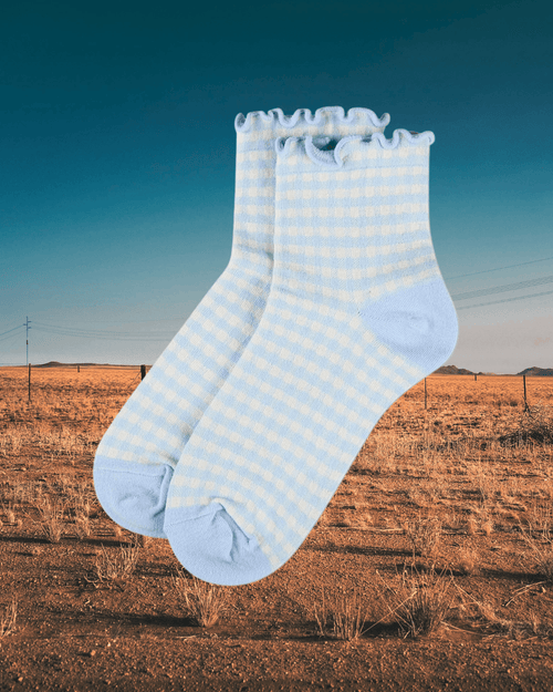 Gingham Anklet - Powder Blue
