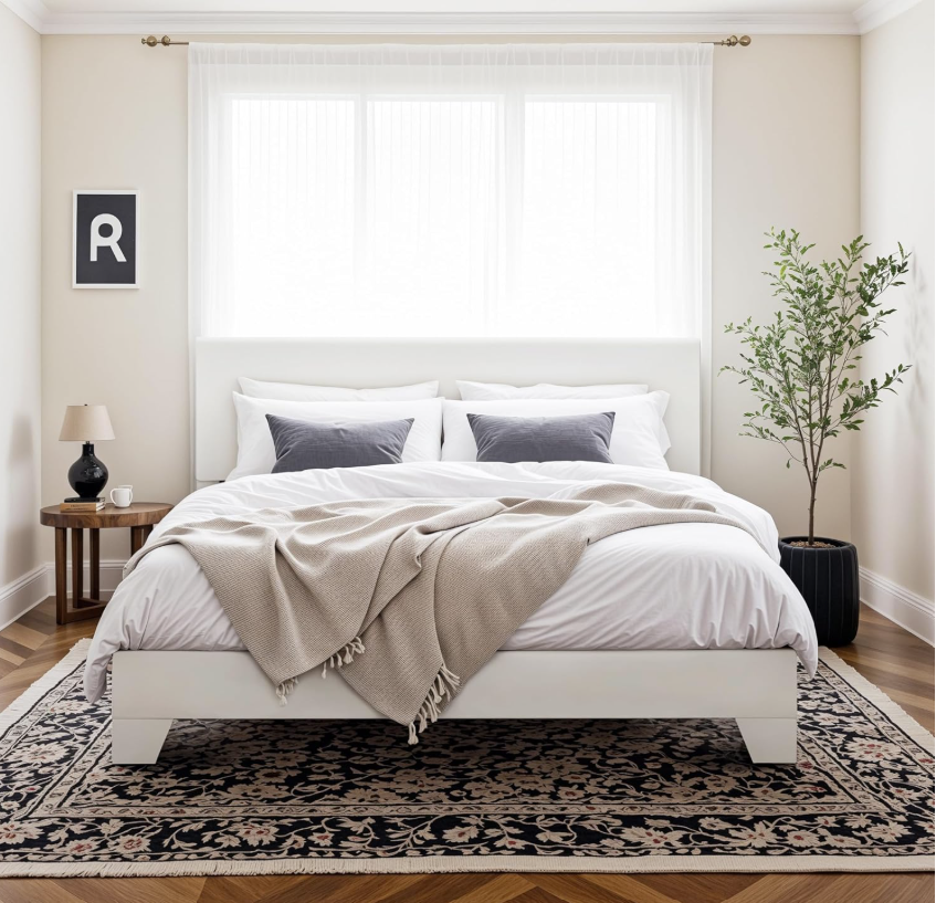 Upholstered Platform Bed with Adjustable Headboard, Modern Design, Noise-Free, No Box Spring Needed, Full/Queen/King