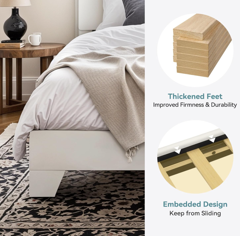 Upholstered Platform Bed with Adjustable Headboard, Modern Design, Noise-Free, No Box Spring Needed, Full/Queen/King