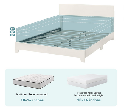 Upholstered Platform Bed with Adjustable Headboard, Modern Design, Noise-Free, No Box Spring Needed, Full/Queen/King