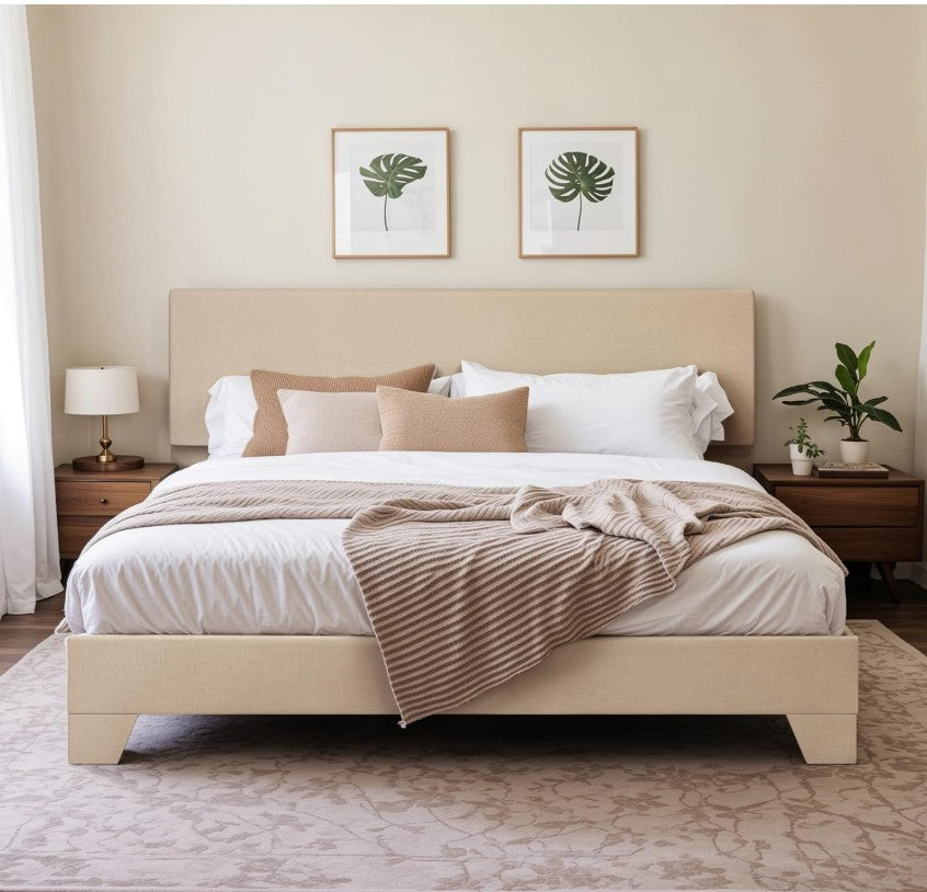 Upholstered Platform Bed with Adjustable Headboard, Modern Design, Noise-Free, No Box Spring Needed, Full/Queen/King