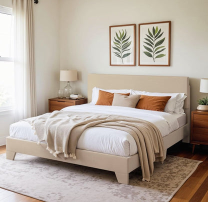 Upholstered Platform Bed with Adjustable Headboard, Modern Design, Noise-Free, No Box Spring Needed, Full/Queen/King