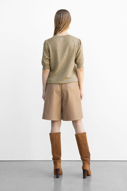 RUTH LACE KNIT PULLOVER - Dark Sand