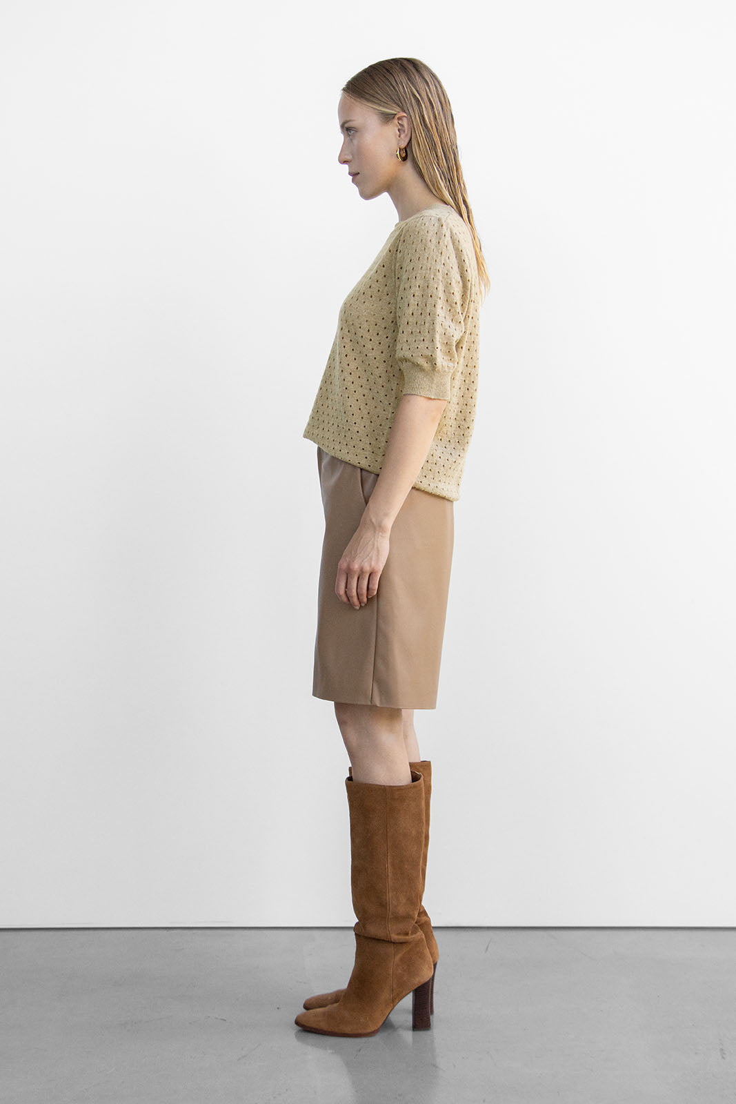 RUTH LACE KNIT PULLOVER - Dark Sand