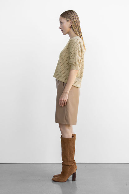 RUTH LACE KNIT PULLOVER - Dark Sand