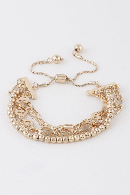 Beaded Smiley Face Chain Bracelet