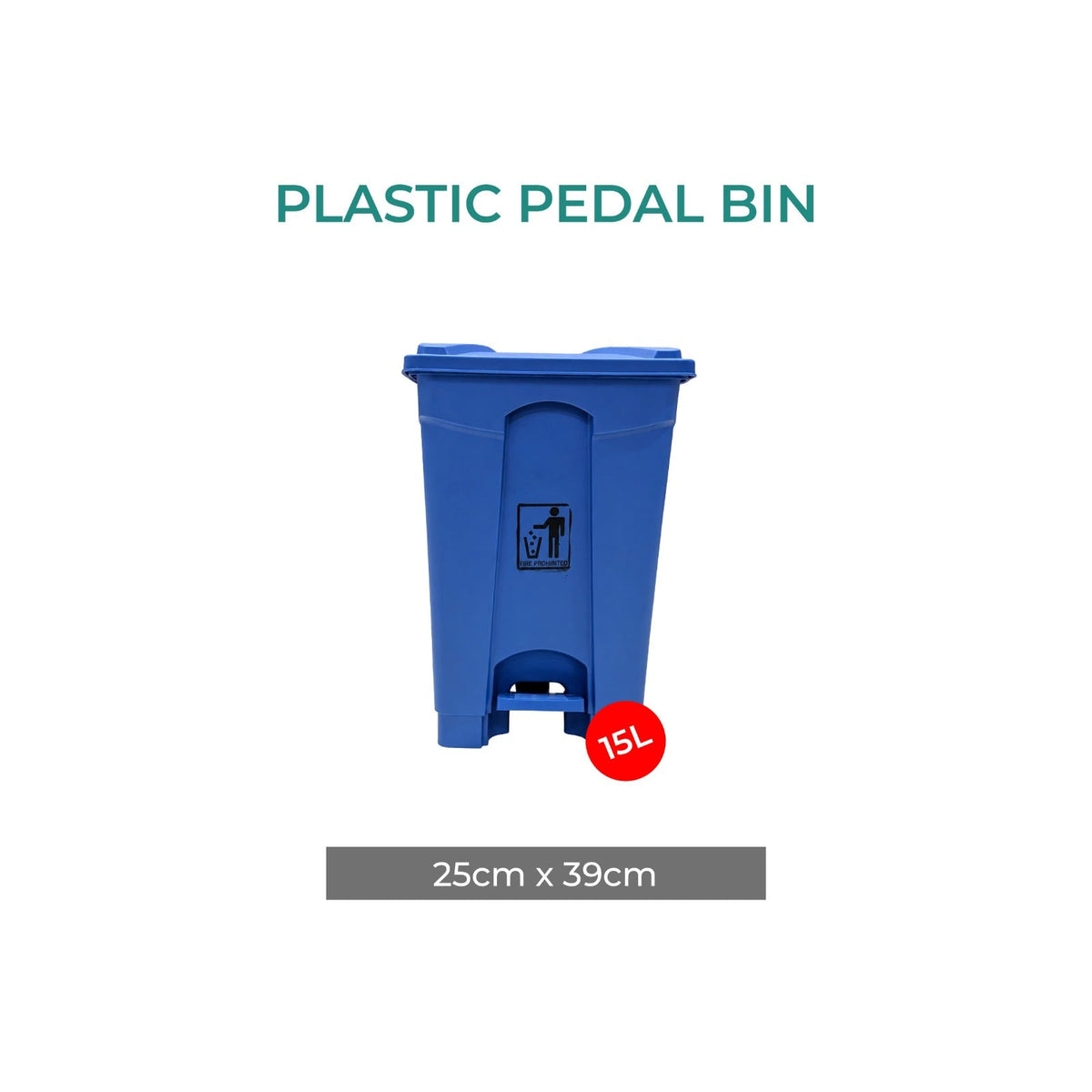 Zidello 15L Plastic Pedal Bin (25 cm × 39cm) – Heavy-Duty Foot-Operated Dustbin for Commercial & Office Use (Random colours)