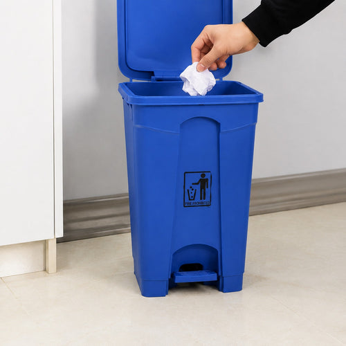 Zidello 15L Plastic Pedal Bin (25 cm × 39cm) – Heavy-Duty Foot-Operated Dustbin for Commercial & Office Use (Random colours)