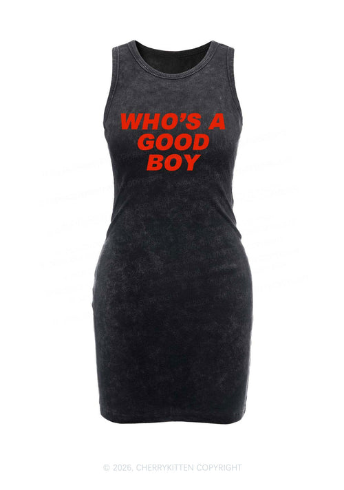 Whos A Good Boy Y2K Washed Tank Dress Cherrykitten