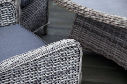 Vienna 6-Seater Outdoor Dining Set – Grey Rattan & Ceramic Print