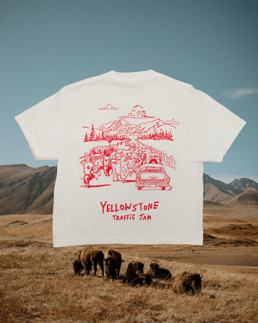 "Yellowstone Traffic Jam" Crop Tee
