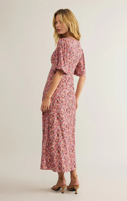 Mavis Dulce Floral Midi Dress- Rose Mauve