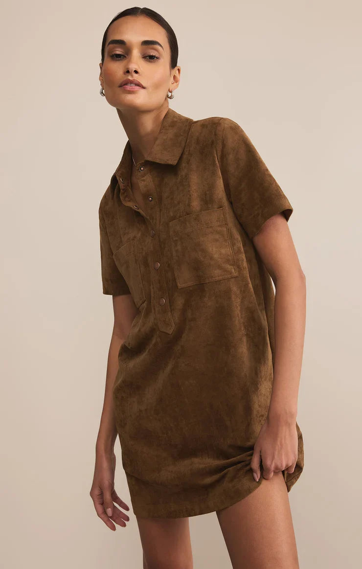 Sydney Suede Mini Dress - Coconut