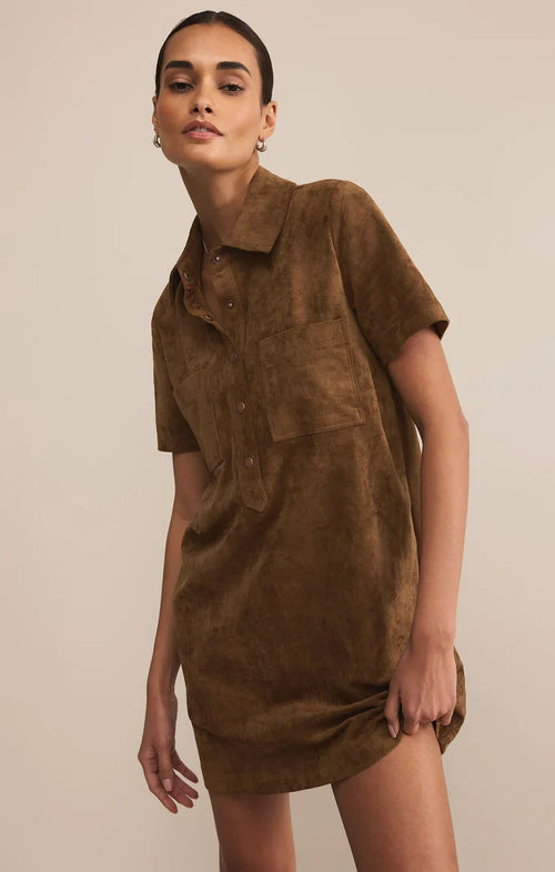 Sydney Suede Mini Dress - Coconut