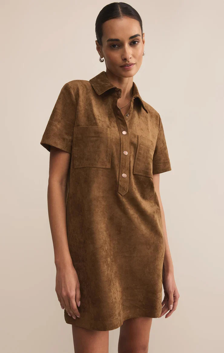 Sydney Suede Mini Dress - Coconut