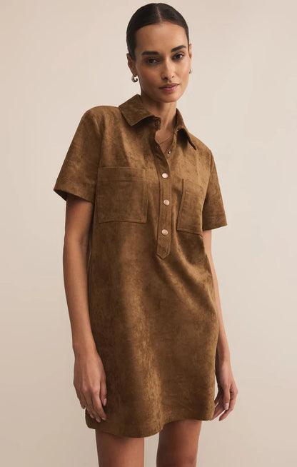 Sydney Suede Mini Dress - Coconut