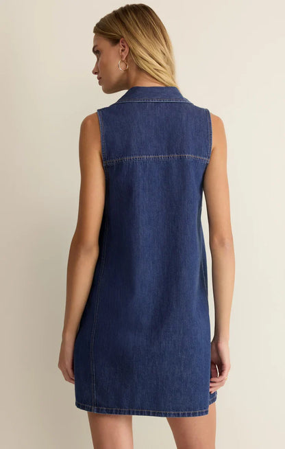 New Day Denim Mini Dress- Deep Water