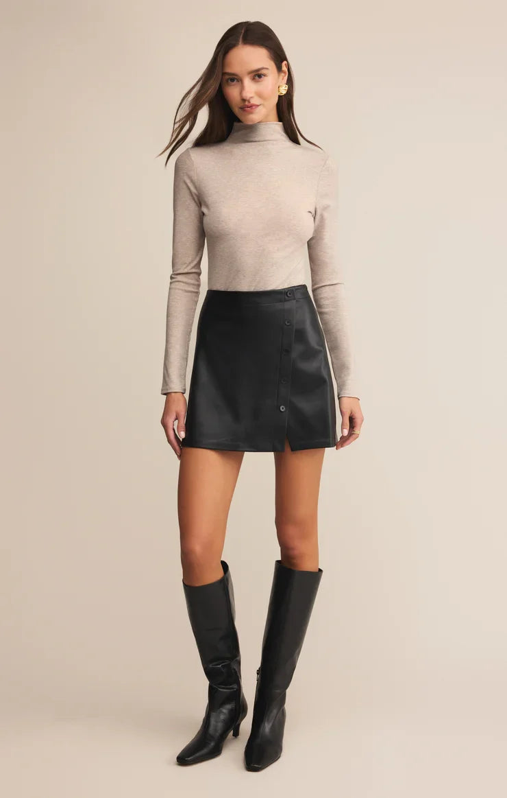Allegra Vegan Leather Mini Skirt Black