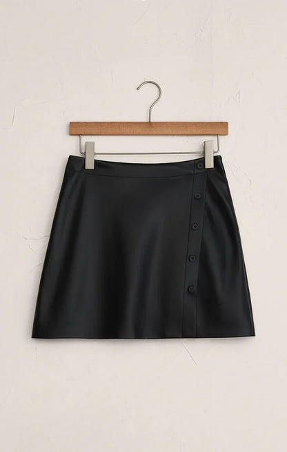 Allegra Vegan Leather Mini Skirt Black