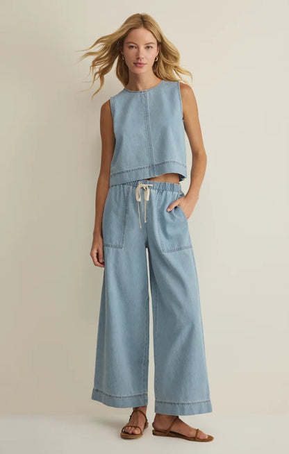 Sun Seeker Denim Tank- Coastal Water