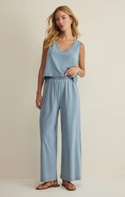 Sloane V-Neck Jersey Denim Tank- Ocean Air Indigo