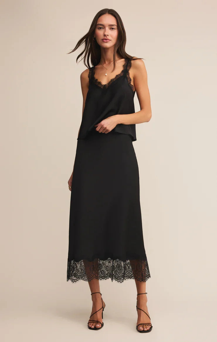 Uma Lace Satin Cami - Black