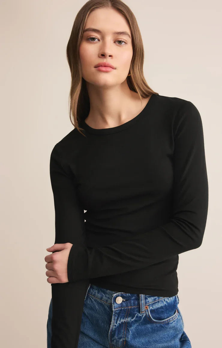 Second Skin Crew Neck Long Sleeve- Black