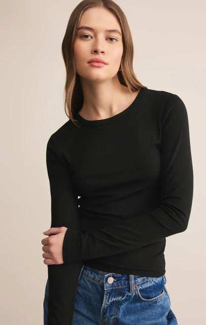 Second Skin Crew Neck Long Sleeve- Black