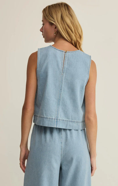 Sun Seeker Denim Tank- Coastal Water
