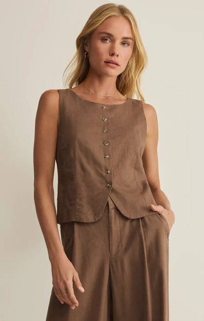 Roman Linen Vest- Palo Santo