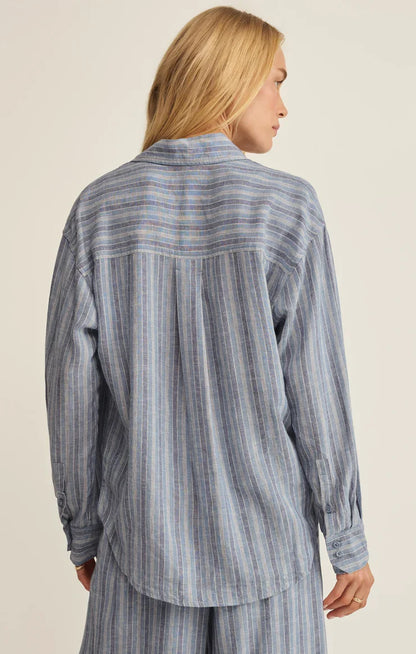 The Signature Striped Button Up- Indigo