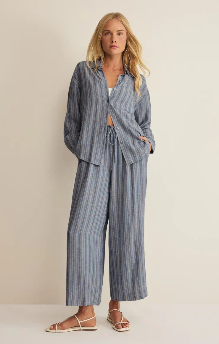 The Signature Striped Button Up- Indigo