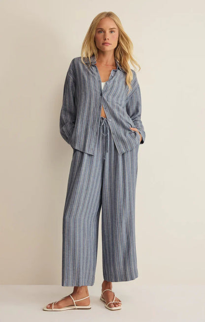 The Signature Striped Button Up- Indigo