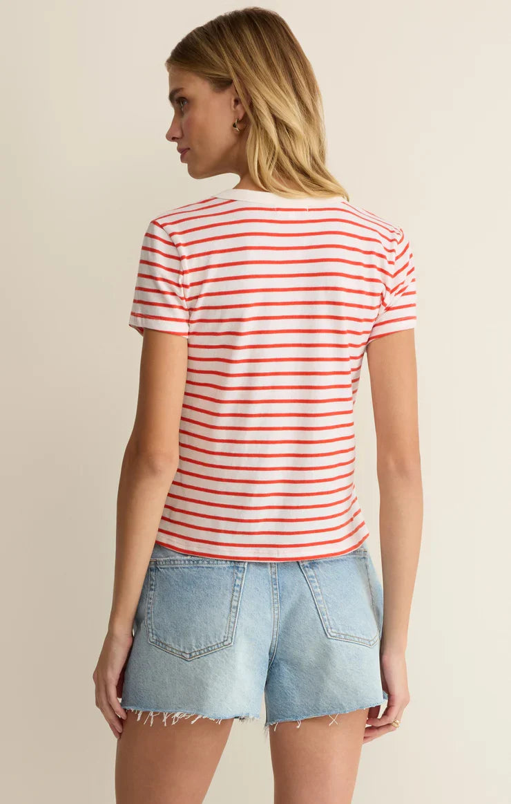Junie Striped Tee- Lychee