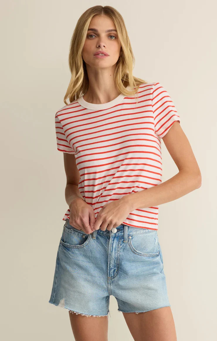 Junie Striped Tee- Lychee