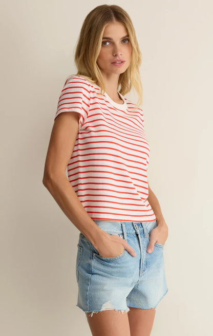 Junie Striped Tee- Lychee
