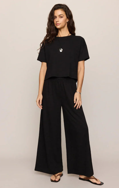 Sway Textured Cropped Tee- Black
