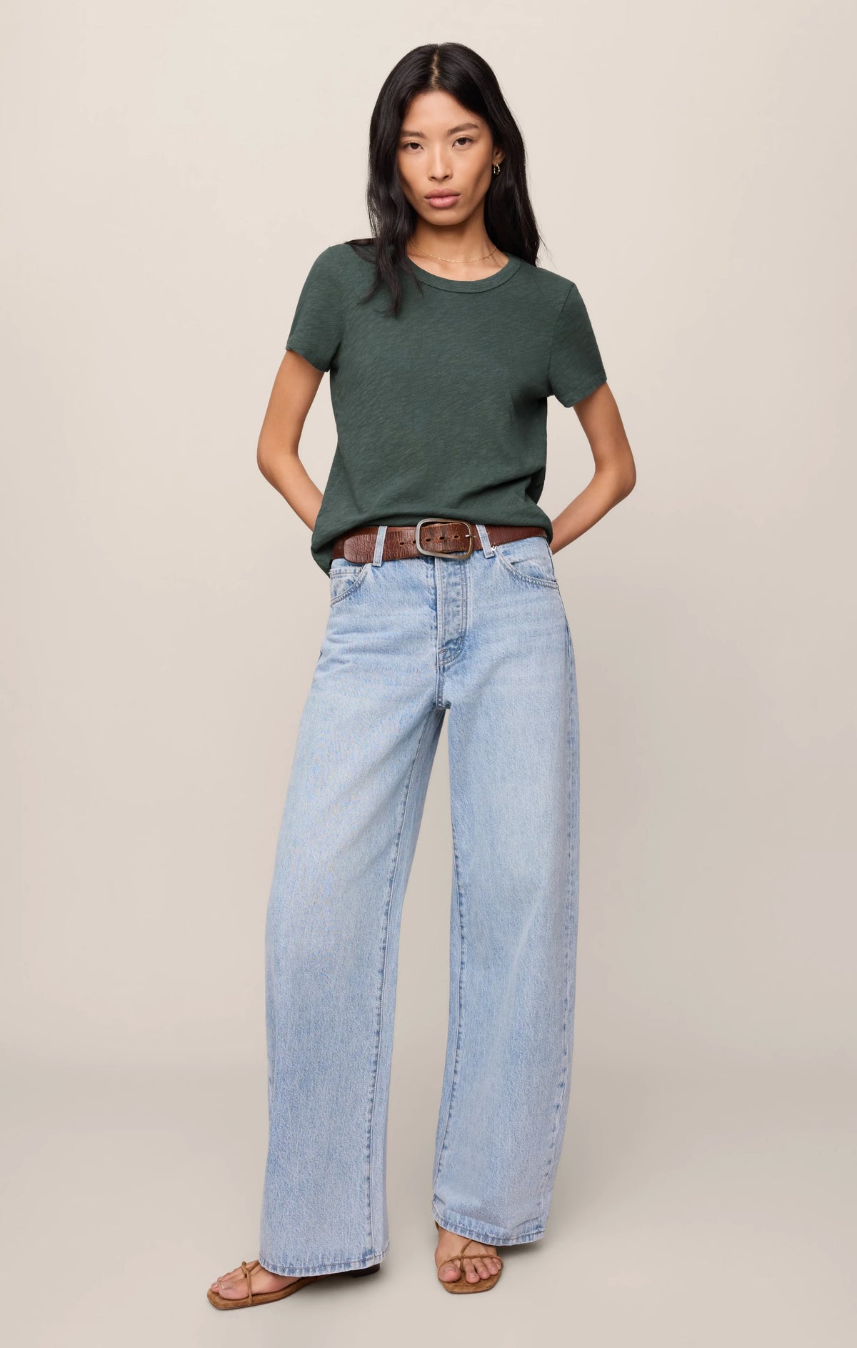 Junie Slub Tee Shirt- Emerald Cove