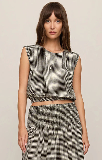 Merit Gingham Top- Black