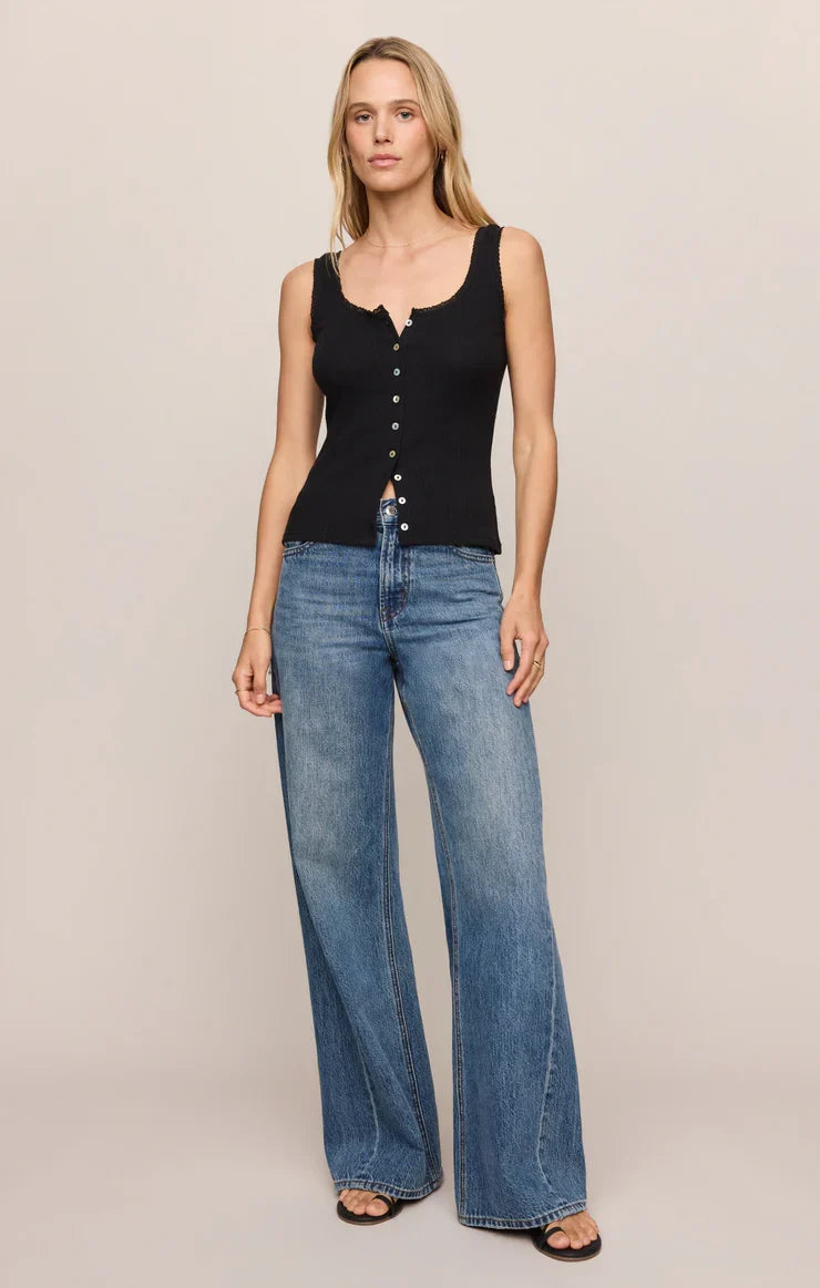Lainey Pointelle Tank- Black