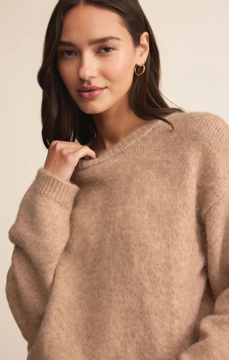 Snowed In Sweater Heathered Carmel