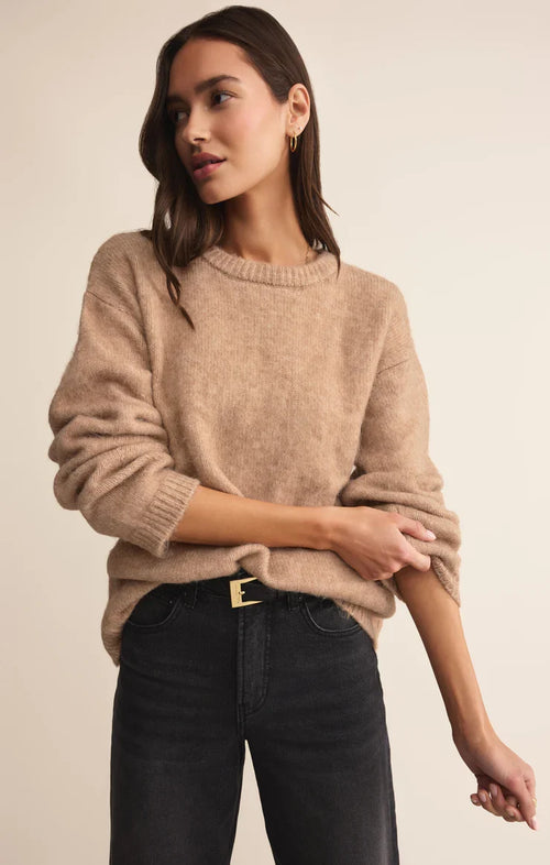 Snowed In Sweater Heathered Carmel