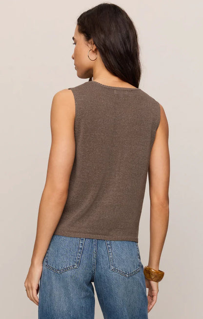 Syd Linen Knit Tank Vest- Pebble Coast