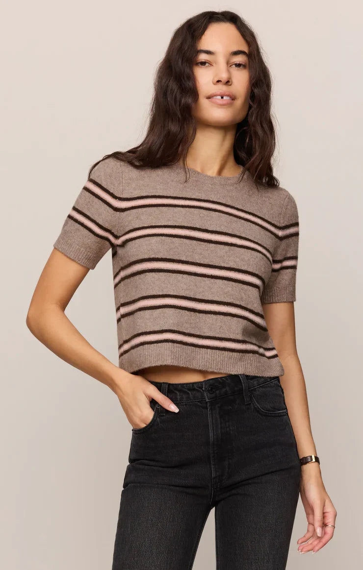 Gatewood Stripe Sweater- Heather Ash