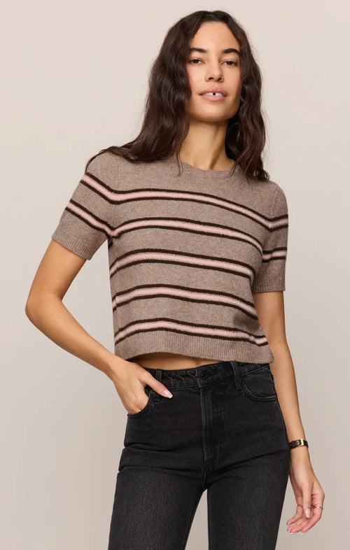 Gatewood Stripe Sweater- Heather Ash