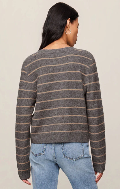 Medina Stripe Cardigan Charcoal Heather