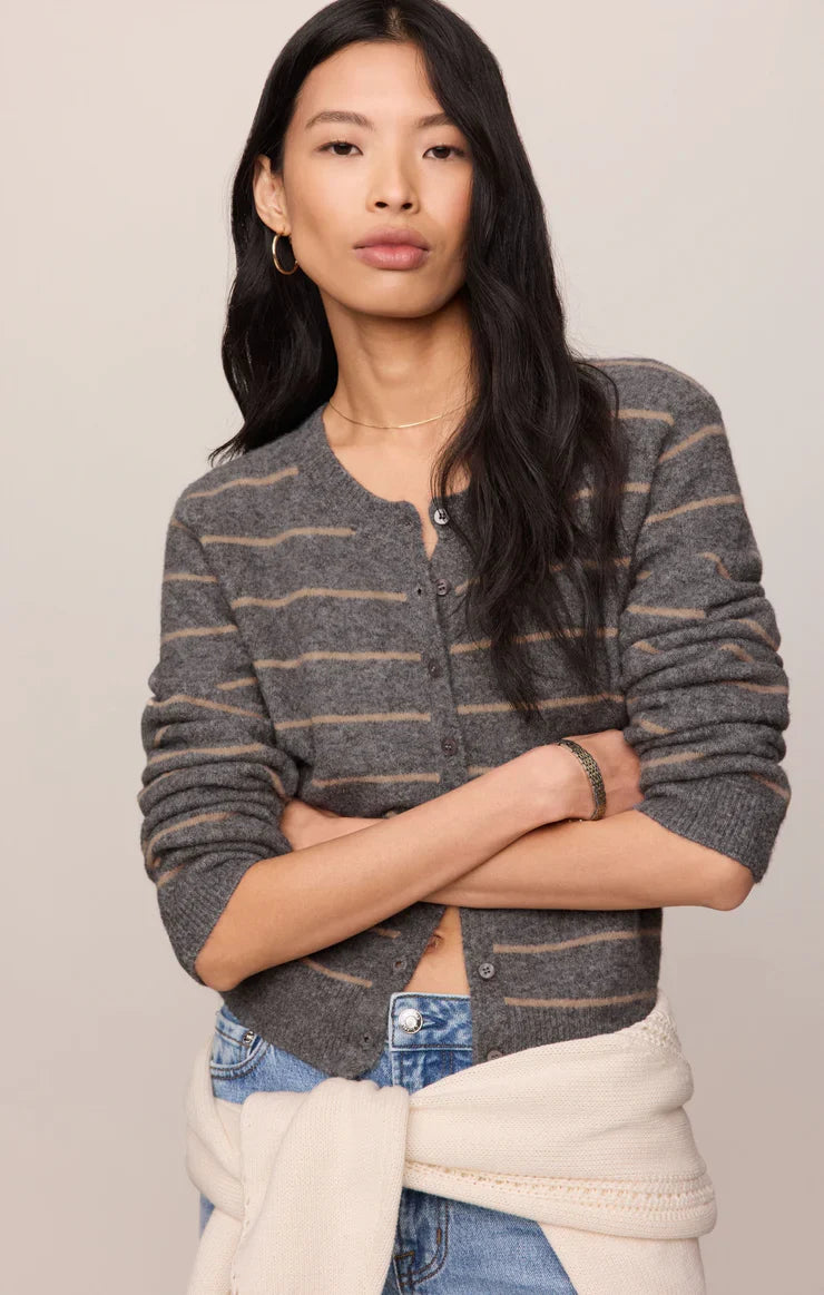 Medina Stripe Cardigan Charcoal Heather