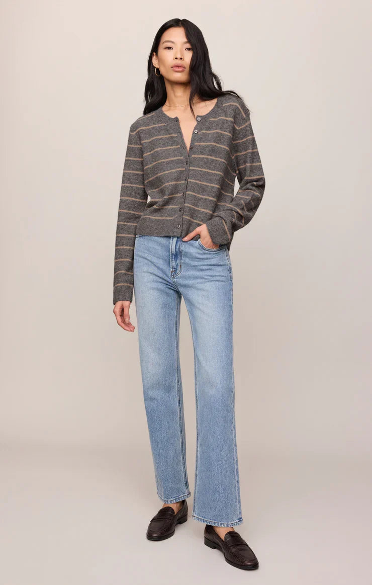 Medina Stripe Cardigan Charcoal Heather