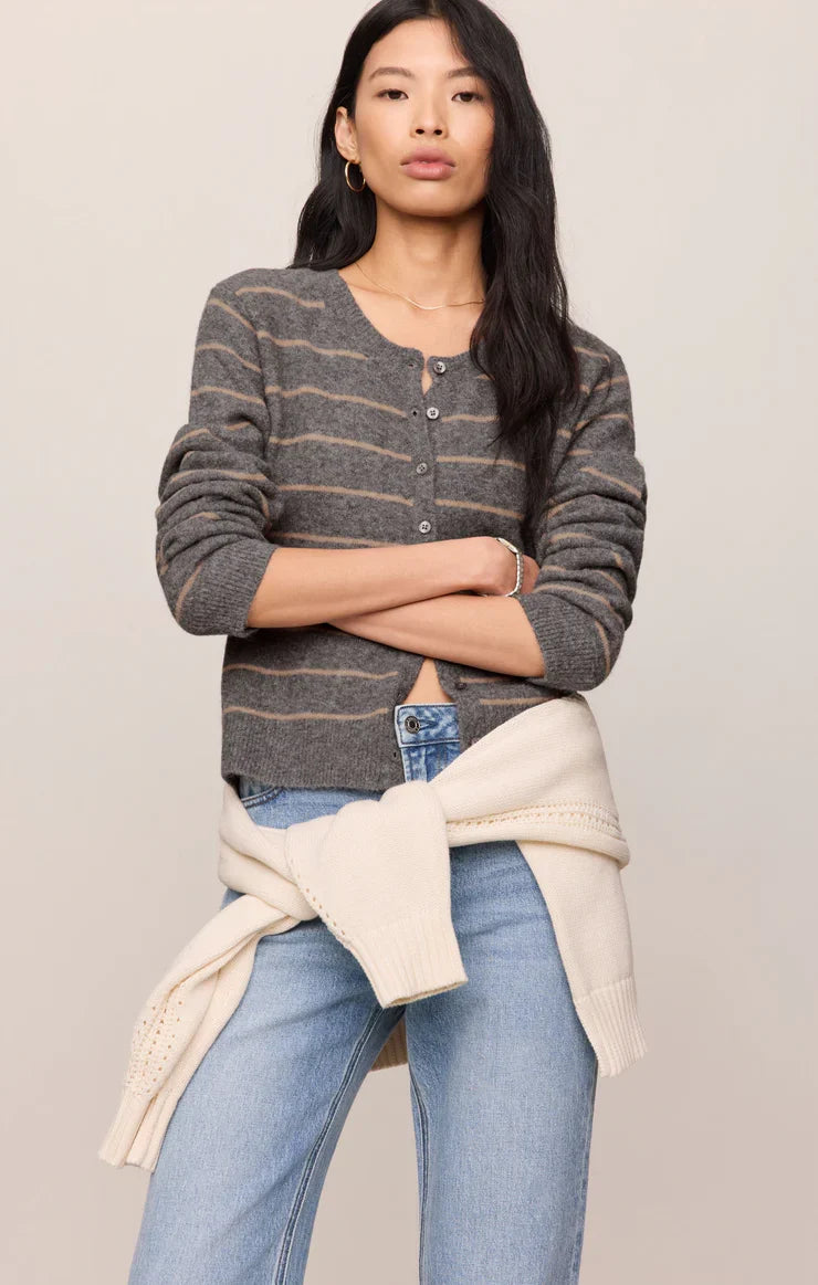 Medina Stripe Cardigan Charcoal Heather